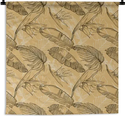 Produktbild von MuchoWow® Wandteppich Wandbehang Blätter - Sommer - Tropisch - Hawaii 150x150 cm Tapisserie Dekoration Wandtuch - Wohnaccessoires - Modernes
