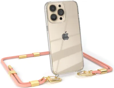 Produktbild von EAZY CASE Handykette für Apple iPhone 13 Pro, Transparente Silikonhülle mit Band, Clear Case, abnehmbar in  Rosa