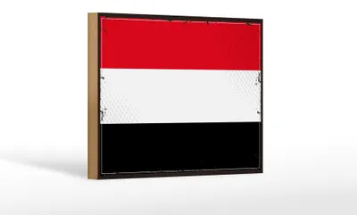 Produktbild von Holzschild Flagge Jemen 18x12 cm Retro Flag of Yemen Dekoration