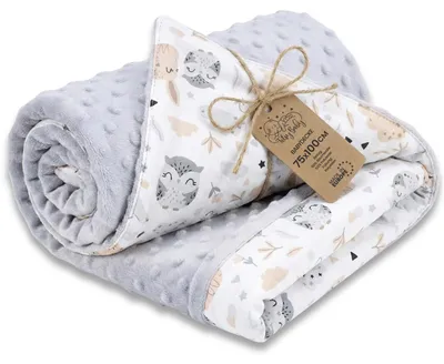 Produktbild von Babydecke Kuscheldecke 75x100 cm zweiseitig Plüsch Ganzjahresversion Eulen