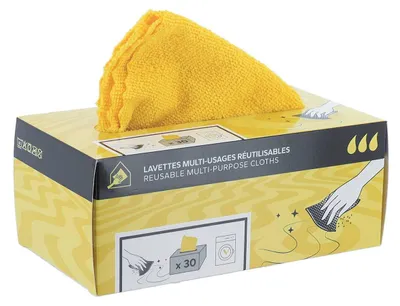 Produktbild von Packung mit 30 wiederverwendbaren mikrofasertüchern zum staubwischen - senf - Tendance
