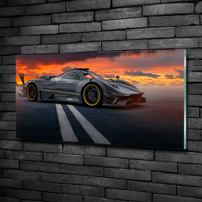Produktbild von Tulup® Glas-Bild - 100x50 -Wandkunst - Wandbild hinter gehärtetem Sicherheitsglas  - Fahrzeuge - Rennwagen - Orange