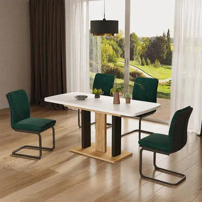 Immagine prodotto di tavolo da pranzo allungabile Vicco Fenaro Rovere bianco/dorato 120 x 80 cm 2 parti, Model 56592