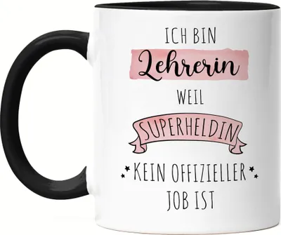 Produktbild von Ich Bin Lehrerin Weil Superheldin Kein Anerkannter Job Ist Tasse Schwarz Geschenk Danke Sagen