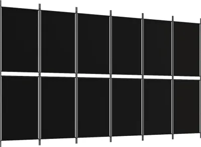 Zdjęcie produktu dla vidaXL 6-częściowy parawan składany czarny 300x180 cm tkanina