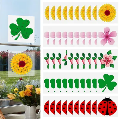 Produktbild von Fensteraufkleber, Fliegenfänger Aufkleber für Fenster, 50 Stück, dekorative Muster, doppelseitiger Kleber, sicher für Kinder und Haustiere