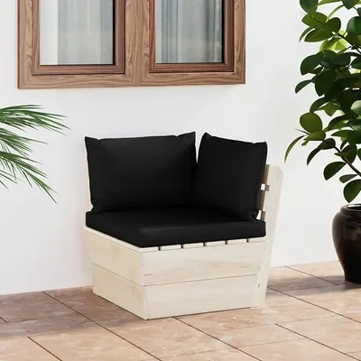 Produktbild von Garten-Paletten-Ecksofa mit Kissen, Lounge Sofa Outdoor, Garten Loungemöbel, Gartensofa, Outdoor Couch, Gartencouch, Balkon Set Möbel, Imprägniertes Fichtenholz