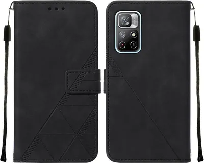 Obrázek produktu pro Flipové kožené pouzdro pro Xiaomi Poco M4 Pro 5G peněženkový design pouzdro s embosováním, držákem karet a stojánkem černé