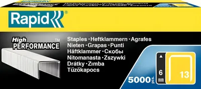 Produktbild von Rapid 11830700, Klammerpack, 6 mm, Befestigung, Beschriftung, 5000 Heftklammern, Galvanisiertes Stahl, Silber