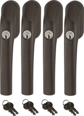 Produktbild von Abus FG300 abschließbarer Fenstergriff braun, im Set 4 Stück gleichschließend, Schließung AL0089 mit insgesamt 8 Schlüssel