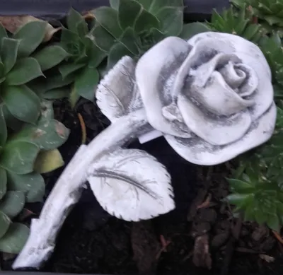 Produktbild von XL Rose mit Stiel Rosenblüte auch Grabdekoration Grabschmuck wetterfest 13,5cm
