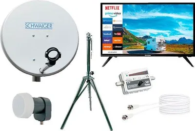 Produktbild von Camping Satellitenanlage Hellgrau Stahl 42 cm mit Fernseher