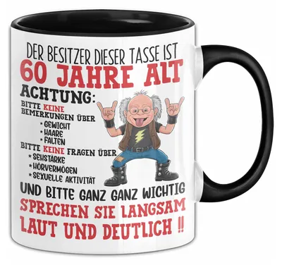 Produktbild von 60. Geburtstag Tasse Geschenk Der Besitzer Dieser Tasse Ist 60 Jahre Alt Männer Geschenkidee 60Er Geburtstag Kaffee-Becher (Schwarz)