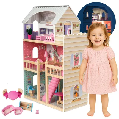 Produktbild von Puppenhaus für Kinder, aus Holz, Höhe 90 cm, elektrisch, , ab 3 Jahren
