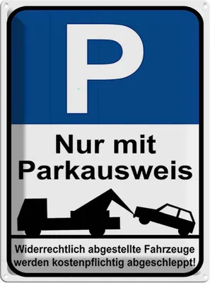 Produktbild von vianmo Blechschild 40x30 cm Parkplatz mit Parkausweis Parkplatzschild