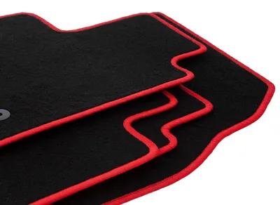 Image de Tapis de sol en moquette pour Seat e-Mii 2019- (à hayon) – jeu 4 pièces, noir/rouge, sur mesure – Wielganizator CARLUX