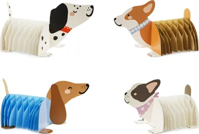 Papierwaben Deko Hunde 34x18cm Dekofiguren 4er Set