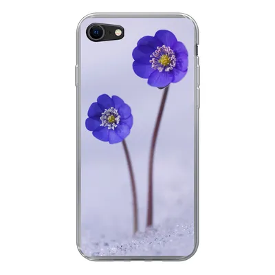 Produktbild von MuchoWow® Handyhülle Schutzhülle Hülle für iPhone 8 Blumen - Schnee - Lila Silikon Softcase Handy Hülle - Schutzhaube