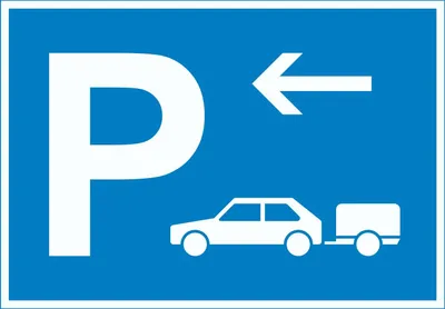 Produktbild von PKW mit Anhänger Parkplatz Schild mit Richtungspfeil links waagerecht A4 (210x297mm)