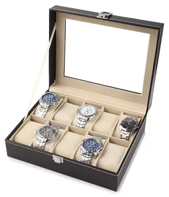 Produktbild von Uhrenbox für 10 Uhren, Aufbewahrungsbox aus Kunstleder