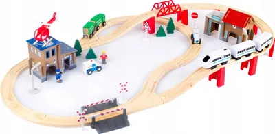 Produktbild von Kinderplay dřevěná dráha s vláčkem na baterie, policie 80 ks (378 cm)