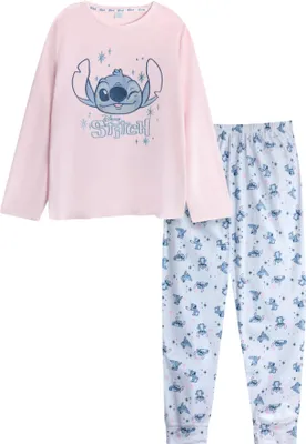 Produktbild von Lilo & Stitch - Schlafanzug mit langer Hose für Damen NS9856 (38-40 DE) (Pink/Blau)