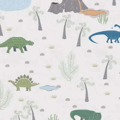 Obrázek produktu pro Profhome 771401-GU Dětská tapeta Dinosaurus matná krémová zelená šedá modrá 5,33 m2