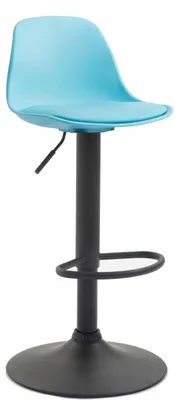 Image de Tabouret de bar Kiel, réglable, avec rembourrage en similicuir et repose-pieds | Bleu