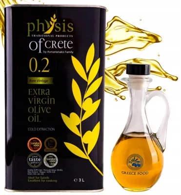 Produktbild von Physis of Crete Olivenöl 3L + 250 ml Flasche – Extra Natives Griechisches Olivenöl, Kaltgepresst,
