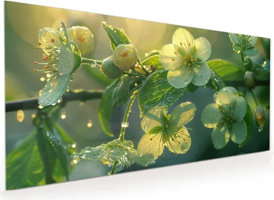 Produktbild von Küchenrückwand Spritzschutz Glas mit Motiv Blühende Knospen 40 x 40 cm