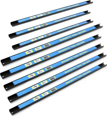 Produktbild von Wiltec Magnetleiste 8er Set 61cm Werkzeughalter aus Stahl Schiene als Wandhalterung für Werkstatt zur Wandmontage Werkzeugmagnetleiste Werkzeugwand