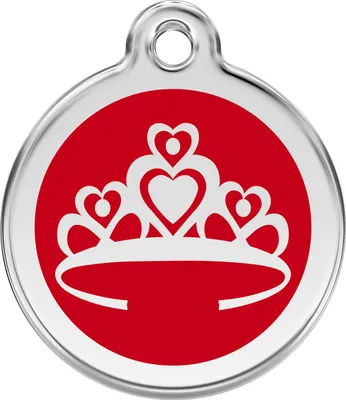 Image de Médaille pour chien RedDingo avec gravure personnalisée « Couronne rouge », taille : S