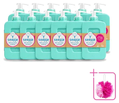 Imagen del producto de 12 unidades de jabón líquido para manos Seepje, aroma lavanda y tonka, 300 ml, pack económico