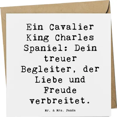 Produktbild von Mr. & Mrs. Panda Klappkarte Spruch Cavalier King Charles Spaniel - Weiß - Geschenk, Hunderassen, faltkarte, treuer Begleiter, Pflege, liebevoll, Glückwunschkarte, kompakt
