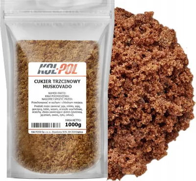 Zdjęcie produktu dla CUKIER TRZCINOWY MUSCOVADO 1kg Nierafinowany dark ciemny naturalny Kol-Pol