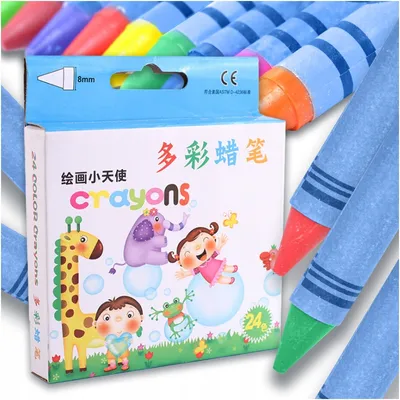 Produktbild von Wachsmalstifte fuer Kinder Set 24 Farben Intensiv Robust Ergonomisch Leicht Abwaschbar Foerdert Kreativitaet