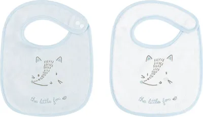 Produktbild von Kikkaboo Babylatz Frottee 2-teiliges Set, Lätzchen, Druckknopf, 100% Baumwolle blau