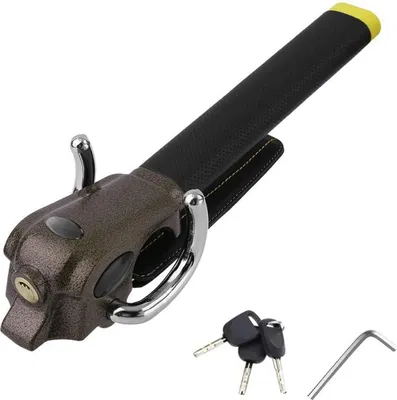 Image de Cralle de volant - Antivol de volant pliable - Protection antivol - Verrouillage à 3 positions - Compatibilité universelle - Fourche de verrouillage renforcée - Noir