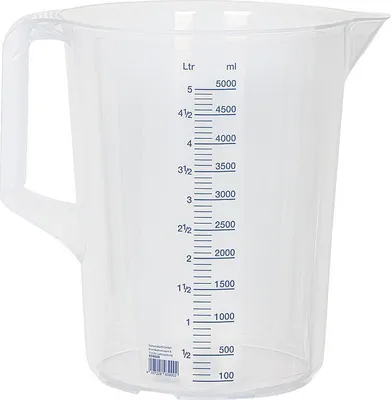 Image de Hünersdorff Bidon gradué 5000ml polypropylène diamètre 203 x hauteur 257mm échelle bleue 100:100 transparent - 939000