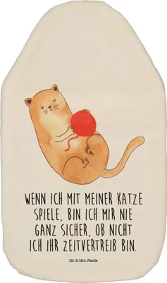 Produktbild von Mr. & Mrs. Panda Wärmekissen Katze Wolle - Weiß - Geschenk, Wärmflaschen mit Bezug, Haha, Wärmflasche, Cat, Witzig, Bettflasche, Spielen, heizflasche, Cats