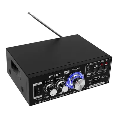 Zdjęcie produktu dla BT-698D Mini wzmacniacz mocy HiFi z pilotem Wzmacniacz stereo Wzmacniacz mocy Bluetooth FM Wzmacniacz 220 V (czarny)