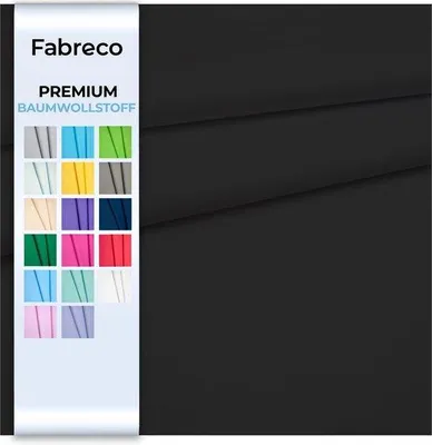 Image de Tissus noirs 100 % coton vendus au mètre, lisses, 2 m x 160 cm, 220 g/m², doux, durables, respectueux de la peau