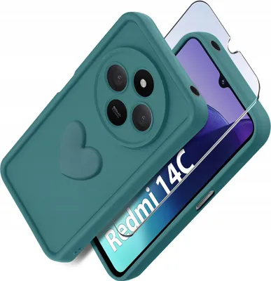 Immagine prodotto di Custodia in silicone opaco con cuore per Xiaomi Redmi 14C + Vetro protettivo per lo schermo