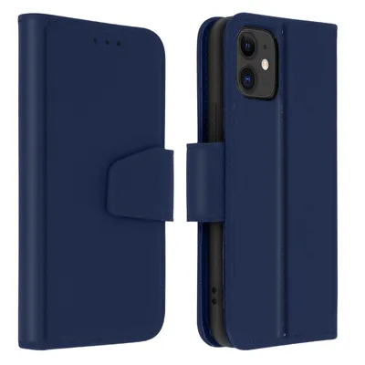 Obrázok produktu pre Avizar, prémiové kožené puzdro s klopou pre Apple iPhone 11, tmavomodré