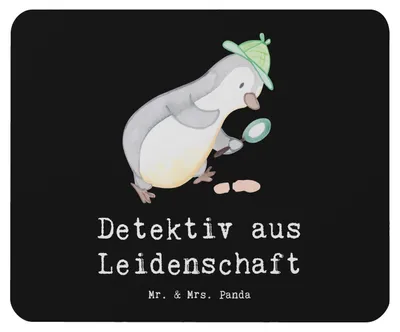 Produktbild von Mr. & Mrs. Panda Mousepad Detektiv Leidenschaft - Schwarz - Geschenk, Witzig, Mauspad, Mouse Pad, computer, Beruf, laptop, Lustig, Agent, Ermittler, mousematte