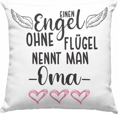 Produktbild von Trendation - Einen Engel Ohne Flügel Nennt Man Oma Deko-Kissen mit Füllung 40x40 Geschenk Muttertag Spruch Großmutter (Grau)