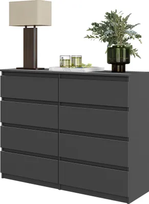 Obrázok produktu pre FURNICA - GABRIEL - Komoda s 8 zásuvkami - antracitová V92cm Š120cm D33cm