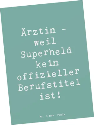 Produktbild von Mr. & Mrs. Panda Postkarte Spruch Ärztin Superheld - Meeresbrise - Geschenk, Anerkennung, Geschenke für Berufstätige, Fotokarte, kreative, Postkarten, Berufe, Beruf