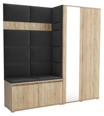 Produktbild von Garderobe LUTON 4 SONOMA 16– Farbe: Sonomaholz, moderner Schrank 40x190x186 cm, funktionale Lösung für den Flur, Garderobeschrank, Flurmöbel