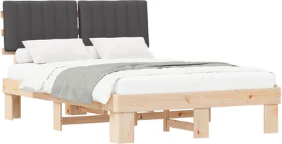Produktbild von vidaXL Bettgestell mit gepolstertem Kopfteil Dunkelgrau 140 x 200 cm